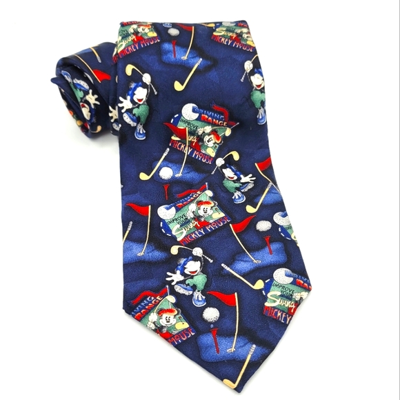 Mickey & Co Men's Necktie Golfing Mickey Mouse Disney Merchandise - Picture 1 of 9